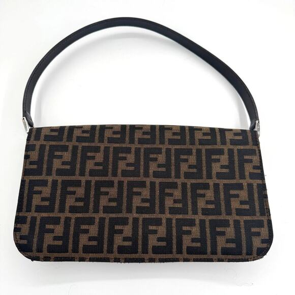 Fendi FF Tobacco Zucca Baguette Shoulder Bag  Canvas Leather SHW Authentic CoA - Picture 14 of 16
